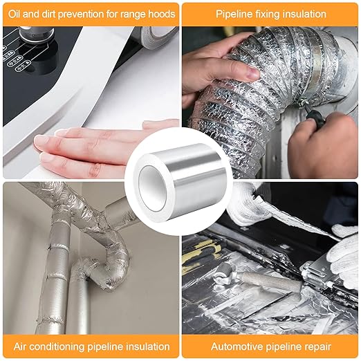 DGSL Aluminum Foil Tape, 4in x167ft(3.9 mil) Silver Metal High Temperature Heavy Duty HVAC Tape for Ductwork, Sealing, Patching, HVAC