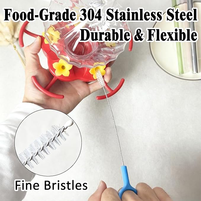 Heavy-Duty Straw Cleaner Brush, 2 Pcs Flexible Straw Brush Set,Reusable Straws Cleaning Brush with Stainless Steel and Nylon Bristles for Baby Bottles,Stanley Cup.