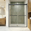 Sliding Shower Door, 44-48" W x 76" H Semi-Frameless Double Sliding Glass Shower Door with 5/16'' (8mm) Clear ASNI SGCC Tempered Glass, Bypass Shower Enclosure, Matte Black