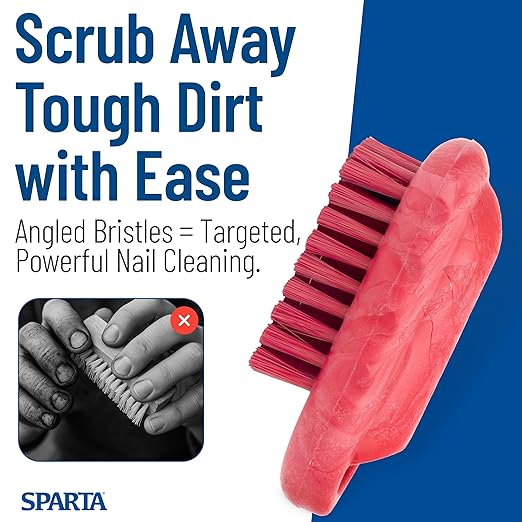 SPARTA 5 Inch Hand and Nail Brush with Stiff Polyester Bristles, Polypropylene Body, Color Coded Scrub Brush for Commercial Foodservice and Industrial Use, Red (Pack of 12)