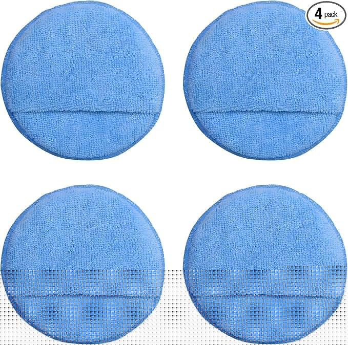 4PCS Microfiber Applicator Pads, 5 Inch Car Wax Foam Applicator with Finger Pocket, Ultra-Soft Round Sponge Pad for Fine Polishing Cleaning Detailing, Car Accessories