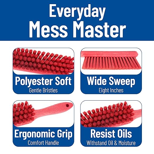 SPARTA Handheld Soft Counter Brush 8 Inch Bristle Span, Multi-Use Dust Brush with 5 Inch Handle for Tables, Countertops, and Delicate Surfaces, Polyester, Red