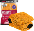 AIDEA Car Wash Mitt Microfiber, 2PK Scratch Free Lint-Free, Premium Chenille Microfiber Mitt Car Wash Brush, Orange, Extra Large Size 8''X12''