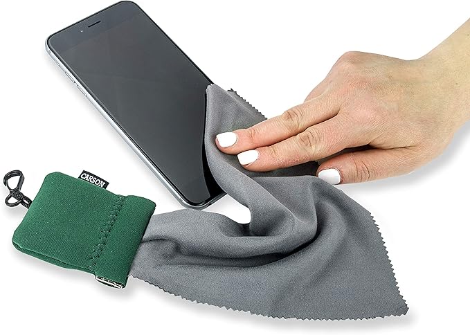 Carson Stuff-It Pro Microfiber Lens Cloth Cleaning System for Glasses, Smartphones, Tablets, Optics, Lenses, Cameras and More, 8.0'' x 8.0'' - Green (SN-80GR)