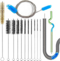 12 Pcs Tube Pipe Cleaners Brush Set,Flexible Drain Brush,Long Straw Brush,61-inch Flexible Double-Ended Hose Brush,8.2-inch Different Diameters Brush,12-inch Brass Wire Brush,for Kitchen Sink Plumbing