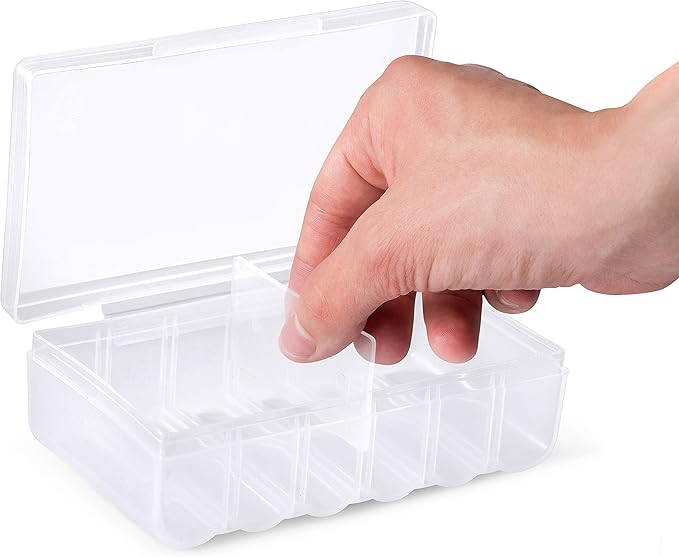 GlossyEnd Set of 4 - Two AA and Two AAA Battery Storage Box, Battery Storage Case, Battery Holder Clear