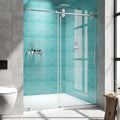 Frameless Sliding Shower Door 56–60 in W x 76 in H, 8mm Clear Tempered Glass Shower Doors Glass Sliding 60 Inches, Double Nano Coating, Stainless Steel Hardware, Silent Smooth Rollers, Brushed Nickel
