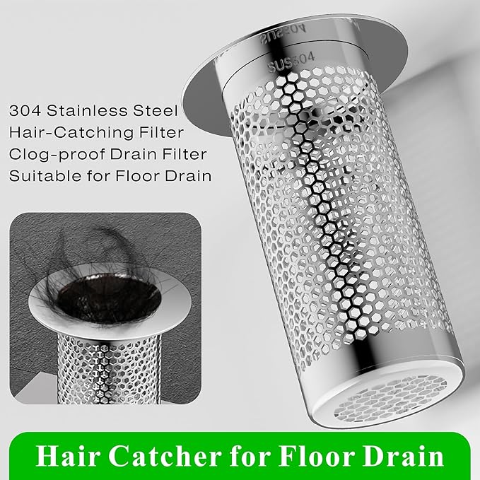 304 Stainless Steel Hair Catcher Floor Drain Bathroom Sink Drain Strainer Drain Filter (1 Piece, L-2)
