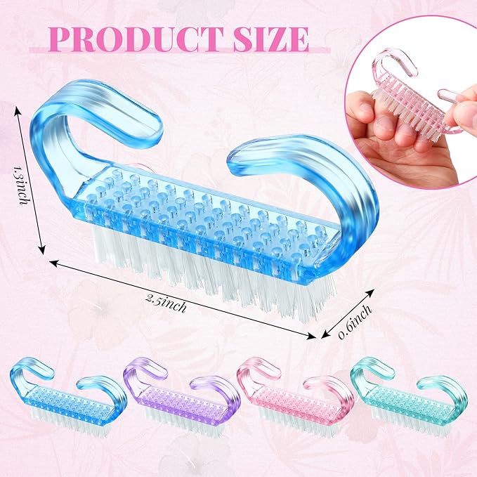 Patelai 24 Pcs Handle Grip Nail Brush Bulk Colorful Nail Scrubber Fingernail Brushes Hand Toes Cleaning Brushes Pedicure Scrubbing Tool for Men and Women, Multicolor Brush