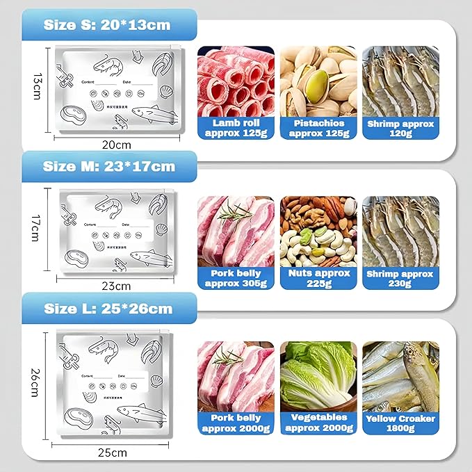 Reusable Aluminum Foil Sealable Storage Bags, 2026 New Resealable Stand Up Zipper Pouches with Label for Food Storage, Freezer Safe Leak Proof Foil Bags for Meat, Fruit, Vegetables (10S+10M+10L)