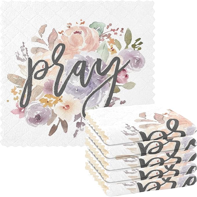 ALAZA Dish Towels Kitchen Cleaning Cloths Super Absorbent Lint Free Bar Tea Soft Towel Kitchen Accessories Set of 6, 11"x11"