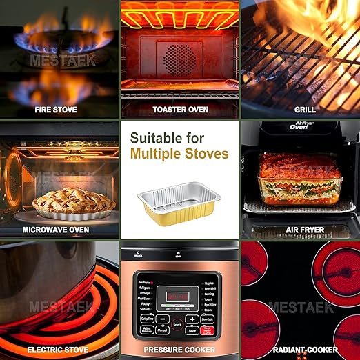8.5" x 6.5" Heavy-Duty Aluminum Foil Pans with Lids, 47oz, 5 Pack – Extra-Thick Disposable Foil Containers for Oven, Baking, Freezer & Food Storage