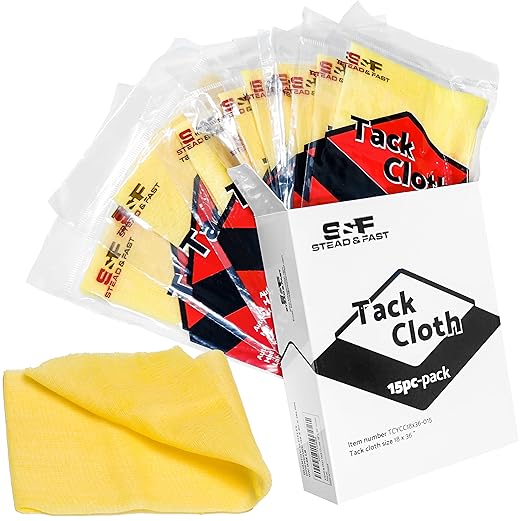 S&F STEAD & FAST Tack Cloth for Painting, 15-pc Premium Tack Cloths for Removing Dust from Woodworking, Tac Cloths/Tack Rag Bulk Set, 18"x36", Tack Rags for Staining, Automotive