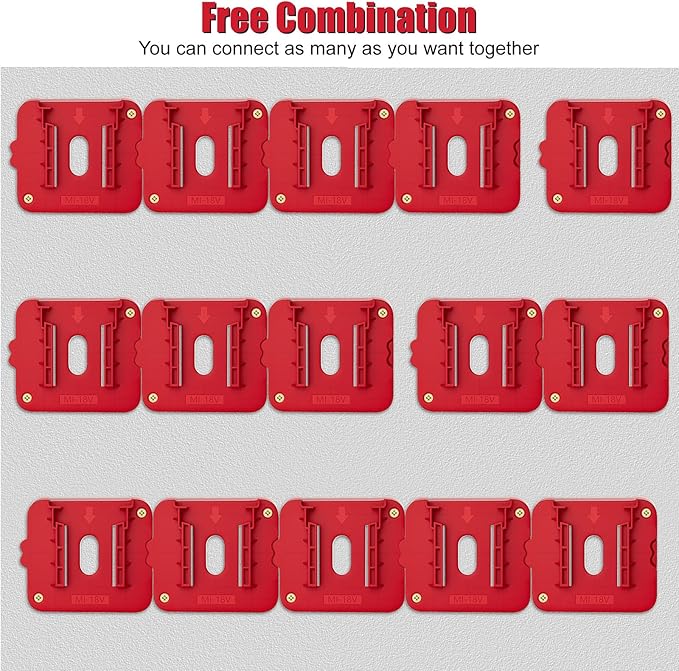 Battery Holder Compatible for Milwaukee 18V Battery, Wall Mount Batteries Storage for Work Van, Shelf, Toolbox - 5 Pack