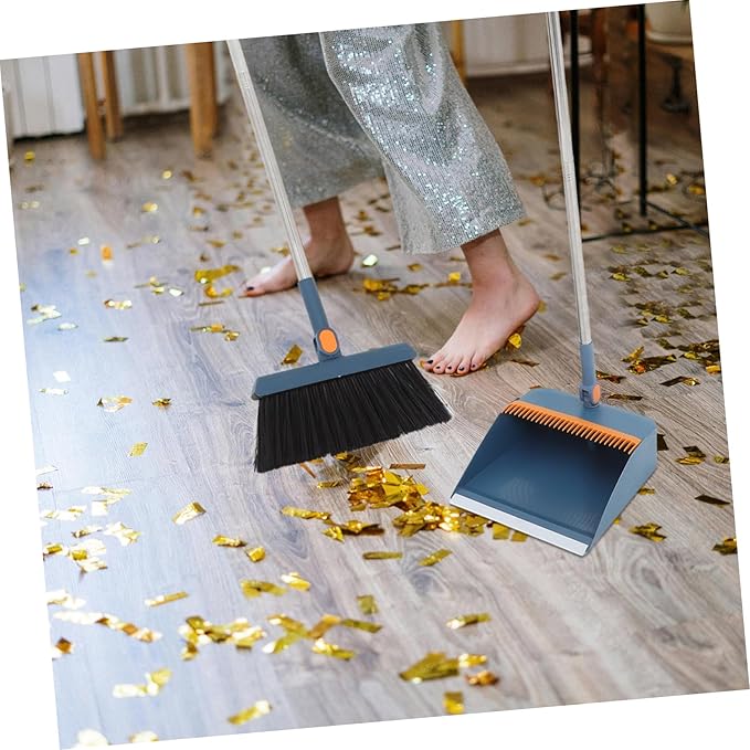 Collapsible Broom Dustpan Set Standing Dustpan Home Cleaning Tools Stainless Steel Garage Broom
