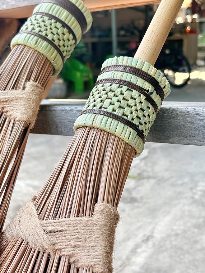 Garden Broom - Coconut Broom 55 Inch, Heavy Duty Sweeping Patio, House, Garage and Other Outdoor Spaces, Natural Coconut Leaf