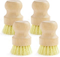 4-Pack Bamboo Dish Brush, Palm Brush Dish Scrubber with Nylon Bristles for Cleaning Pot, Pan, Kitchen Sink, Cookware & Vegetables