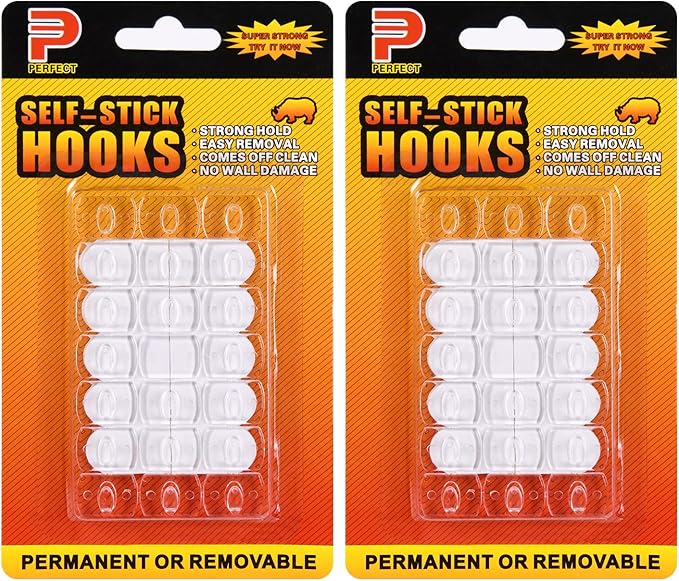 Ainiv 2-Packs Indoor Mini Light Clips, Damage Free Hanging Christmas String Light Hooks with Adhesive Strips, Clear Wall Clip for Hanging Lights Xmas Decor and Cables, 40 Clear Clips and 40 Strips