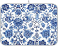 Blue White Porcelain Peony Dish Drying Mat for Kitchen Countertop 16x18 Rectangle Small Drying Mat Reusable Quick Dry Dish Sink Absorbent Mats Dishwasher Easy Clean Decorative Home Decor Essentials