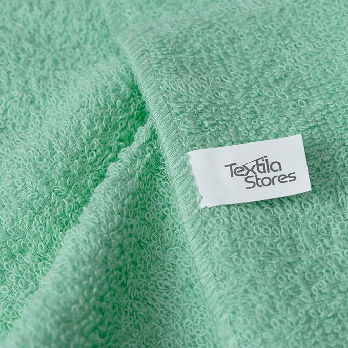 Textila Terry Wash Cloths – Pack of 10, Aqua Green, 12x12 Inches – Soft, Absorbent & Multipurpose Cotton Washcloths for Face, Hand, Bath, Kitchen, Spa, Gym & Hotel Use