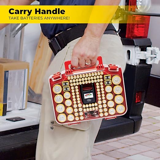 Ontel Battery Daddy Smart - Battery Organizer Storage Case with Tester,Stores & Protects Up to 150 Batteries,Clear Locking Lid,As Seen On TV,Smart - 150 Batteries (BADAS-MC4),(Pack of 4)