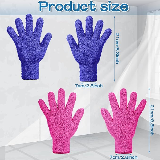 6 Pcs Microfiber Dusting Mitt Gloves for Plants Washable Dusting Gloves for House Cleaning Furniture Car Washing
