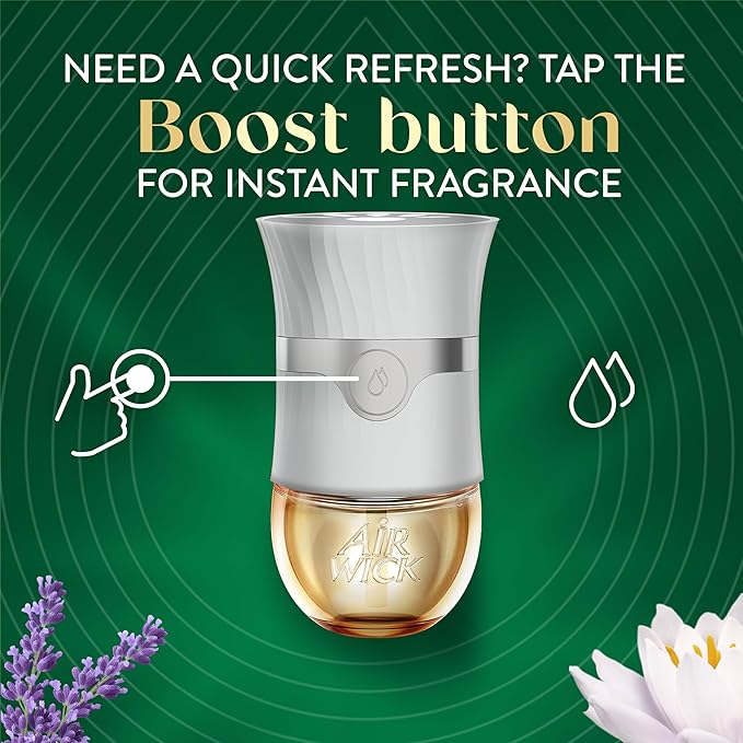 Air Wick Vibrant Plug In Scented Oil Refill, Infused with Essential Oils, Plug In Air Fresheners for Home, Lavender & Waterlily, 4 ct