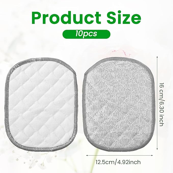 TIESOME 10Pcs Newly Upgraded Double Side Non Scratch Wire Dishcloths, Reusable Multipurpose Wire Dishwashing Rags for Wet and Dry Round Wire Washing Cloth for Kitchen, Sinks, Pots, Pans(10)