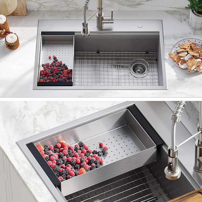 KRAUS Stainless Steel Colander for Workstation Kitchen Sink, CS-6
