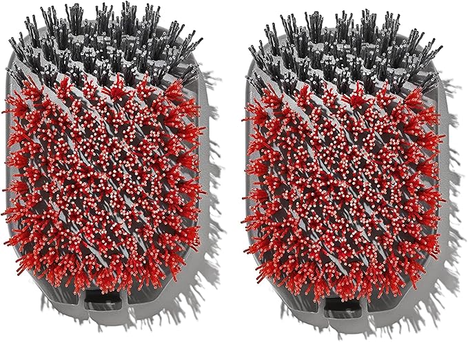 OXO Good Grips Nylon Grill Brush for Cleaning Cold Grill Grates with 2 Replacement Head, Red