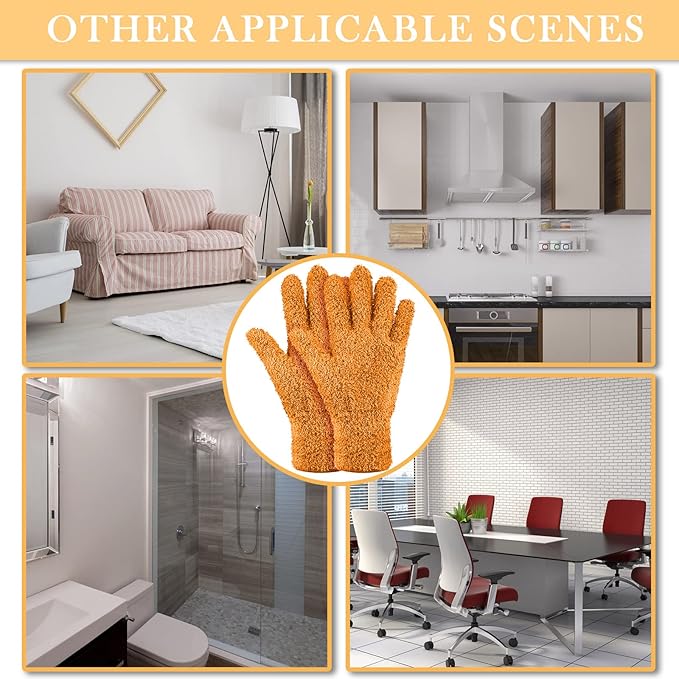 Patelai 3 Pairs Microfiber Plant Dusting Gloves Leaf Cleaning Gloves for Indoor Plants, Blinds, Furniture, House(Orange, Brown, Dark Gray,Small)