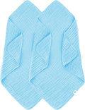 SWEET DOLPHIN Muslin Baby Bath Towels Blanket - 2 Pack 100% Cotton Towel for Babies, Infants, Toddlers - 40x40Inch - Highly Absorbent, Blue
