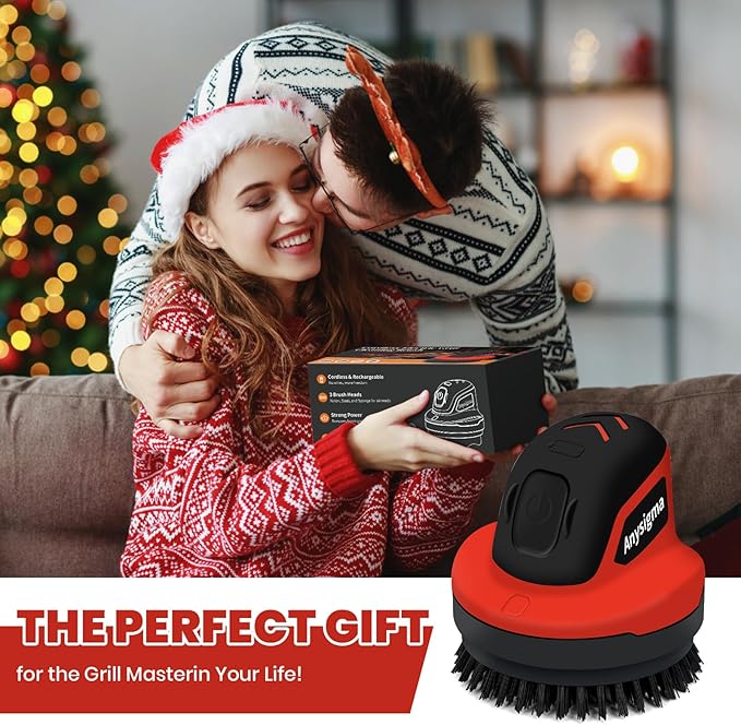 Electric Grill Brush- Waterproof Cordless Rotary Cleaning Brush with 4 Heads for Outdorr Grill,Car,Bathroom