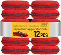 Sukh 12 Pack Microfiber Foam Car Wax Applicator Pad - Foam Applicator Pads Detailing Round 4.72 inch Polishing Sponges for Car Wax Applicator Pad Red.