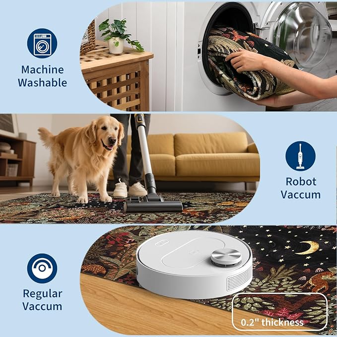 GarveeHome 2.5x8 Jungle Hallway Runner Rug, Soft Brown Animal Long Kitchen Runner Non Slip Entryway Rug Farmhouse Thin Laundry Mat Stain Resistant Carpet for Bathroom Beside