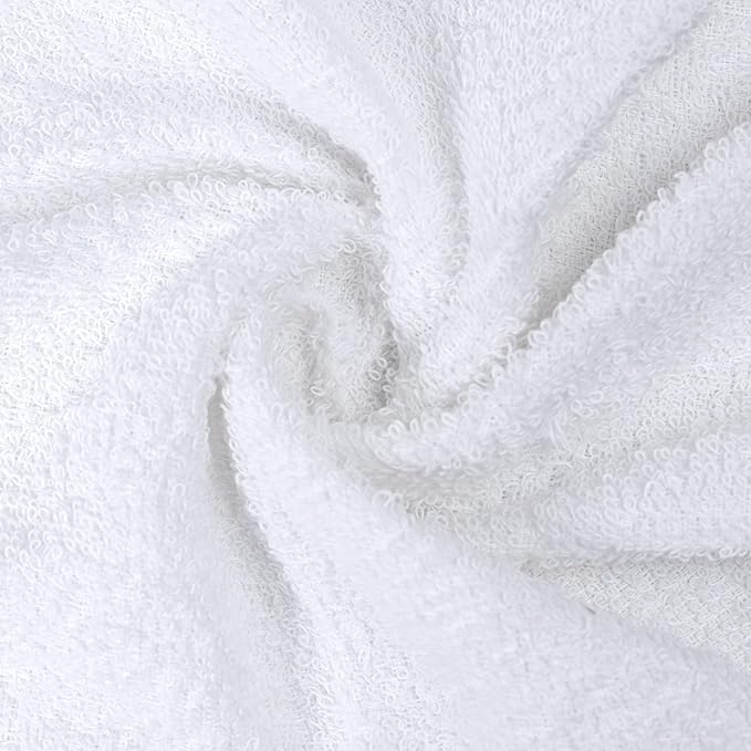 Textila Terry Wash Cloths – Pack of 10, White, 12x12 Inches – Soft, Absorbent & Multipurpose Cotton Washcloths for Face, Hand, Bath, Kitchen, Spa, Gym & Hotel Use