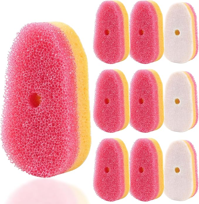 10 Packs Dish Wand Sponge Refills for Dish Daddy Pink