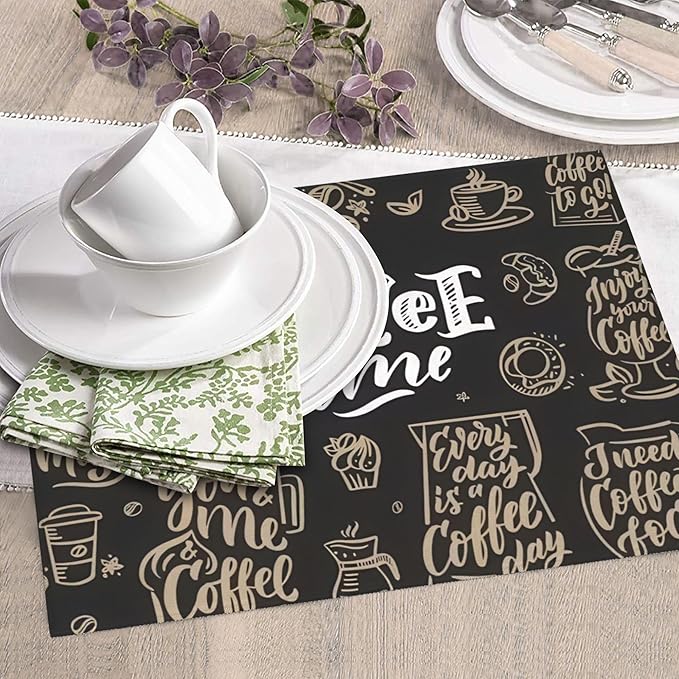 Coffee Time Dish Drying Mat 16x18 Inch, Microfiber Absorbent Fast Dry Mat Large Dish Mat Drying Kitchen Mat, Kitchen Drying Pad for Kitchen Counter Coffee Bar Decor Gifts