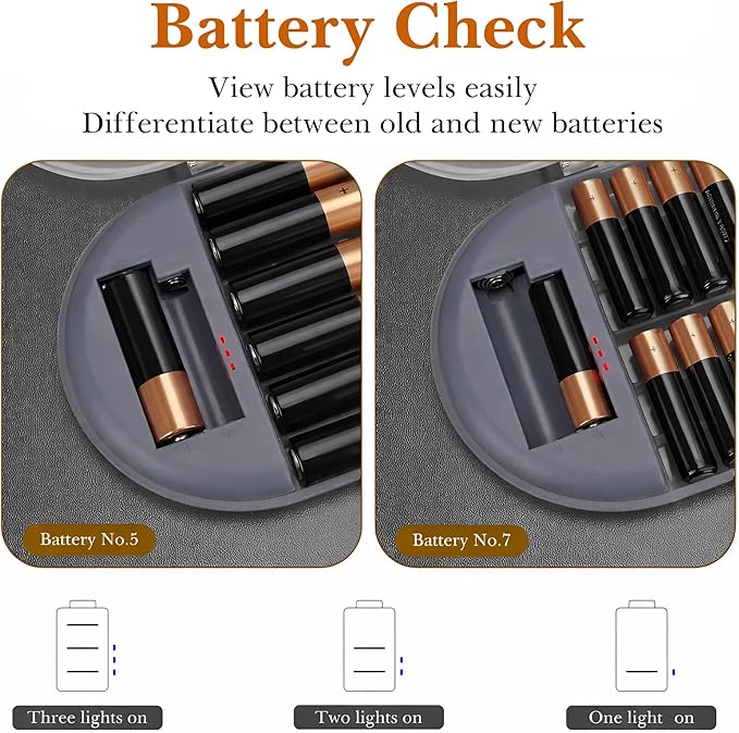Linkidea Battery Storage Case with Tester, Portable Battery Organizer for 12 AA, 12 AAA, Flat Battery, Single Layer Battery Storage Box (Clear)