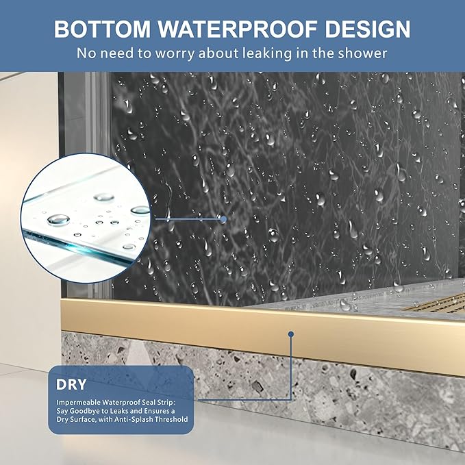 44-48" W x 76" H Frameless Shower Door, Double Sliding Glass Shower Door with 5/16" (8mm) Clear SGCC Tempered, Roller Disc System, 304 Stainless Steel (Brushed Gold, 44-48" W*76" H)