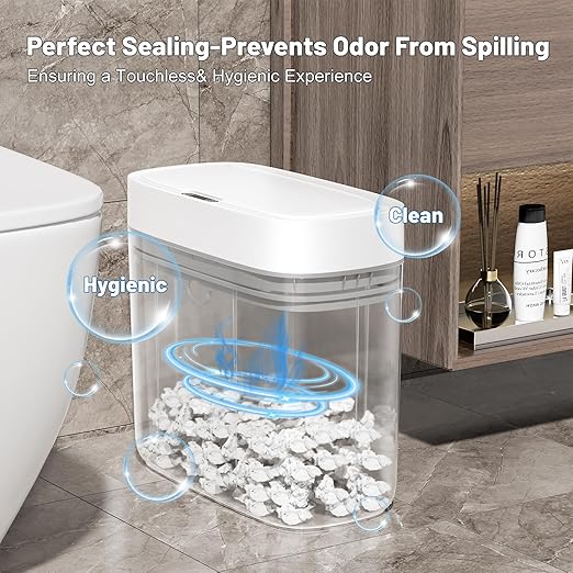 Motion Sensor Small Trash Can for Bathroom, 3.5 Gallon Automatic Touchless Trash Can with Lid,Slim Garbage Can Waterproof Trash Bin Waste Basket for Bedroom, Kitchen