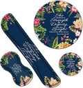 Ergonomic Keyboard Wrist Rests Gel Memory Foam Mouse Pad with Round Mousepad + Coasters, Wrist Support Set with Non Slip Base for Gaming Office Laptop Easy Typing, Psalm 31:25 Watercolor Floral