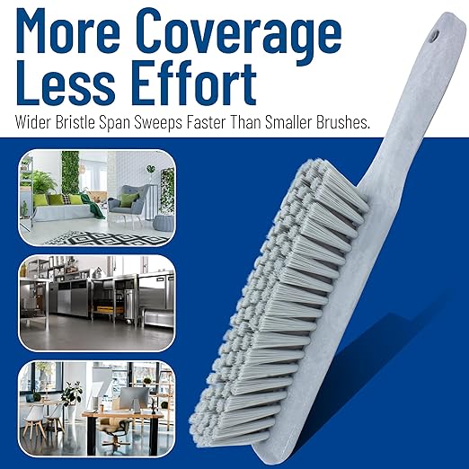 SPARTA Handheld Soft Counter Brush 8 Inch Bristle Span, Multi-Use Dust Brush with 5 Inch Handle for Tables, Countertops, and Delicate Surfaces, Polyester, Gray, (Pack of 6)