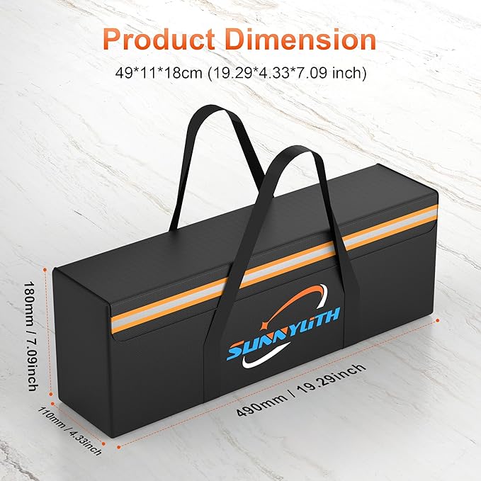 E-Bike Battery Safe Bag Fireproof Explosionproof, Large Document Lipo Waterproof Storage Firesafe Bag for Lithium Battery Cash, Valuables with Silicone Coating & Zipper Closure - 19.29*4.33*7.09"