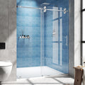 Frameless Sliding Shower Door 56–60 in W x 76 in H, 5/16" (8mm) Clear Tempered Glass Shower Doors Glass Sliding 60 Inches, Double Nano Coating, Stainless Steel Hardware, Silent Smooth Rollers, Chrome