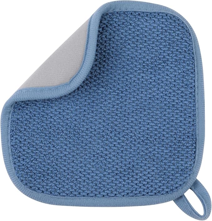 Microfiber Dish Drying Mat, Super Absorbent Kitchen Dish Drying Pad, Reversible for Countertop, 7*7 inch Blue