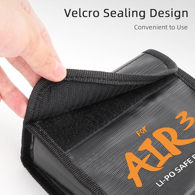 Lipo Battery Safe Bag for DJI Air 3s/Air 3, Explosion-Proof Nylon lithium Battery Fireproof Bag Protection Storage Pouch Pocket Case Accessories (Large - for 3pcs batteries)