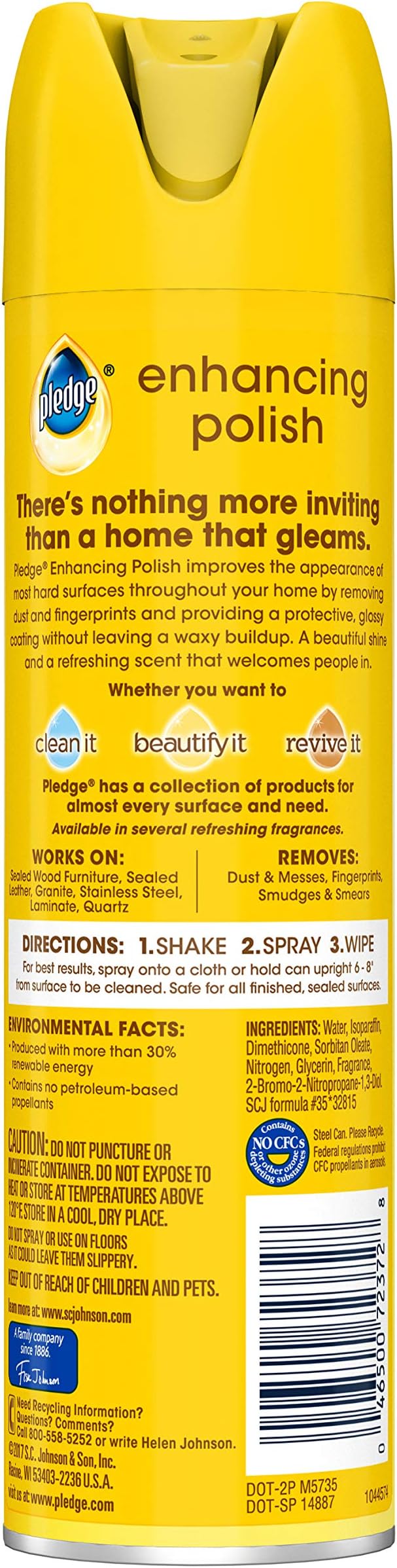 Pledge Multi-Surface Cleaner Spray and Wipes Bundle, Works on Leather, Granite, Wood, Lemon Scent (2 Count of 9.7 oz Cans, and 2 Pack of 24 Wipes)
