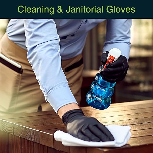 Disposable Black Nitrile Gloves X Large 200 Count - Extra Thick 4.5 Mil - Powder and Latex Free Rubber Gloves - Surgical Medical Exam Gloves - Food Safe Cooking Gloves