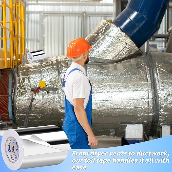 3 Pack Aluminum Foil Tape Bulk - 4 Inch x 55 Yards - 3.3mil Heavy Duty Metal Duct Tape, Aluminum HVAC Tape for Sealing & Patching, Air Ducts, Insulation Metal Repair, Professional Grade